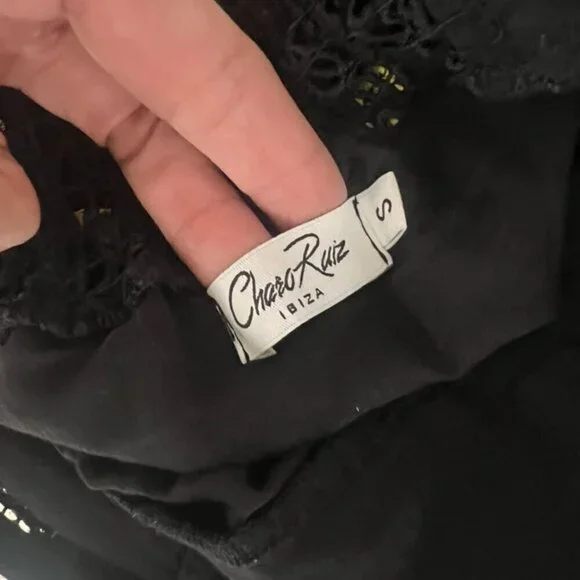 Charo Ruiz black yellow unique design dress size S